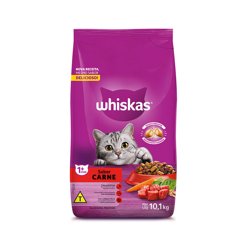 Ração Whiskas para Gatos Adultos Sabor Carne 10.1kg
